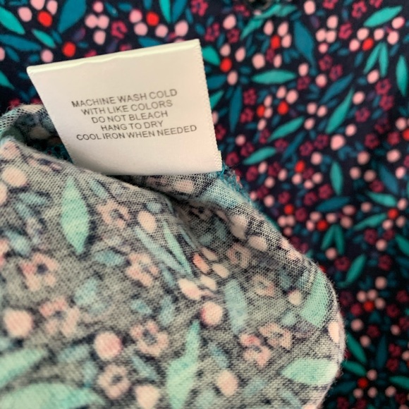 Modcloth Collared Blue Floral Printed Top SZ M - Picture 6 of 7